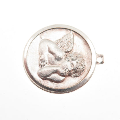 ROBERTO MARTINEZ 925 Sterling Silver Vintage Italy Cherub Charm Pendant