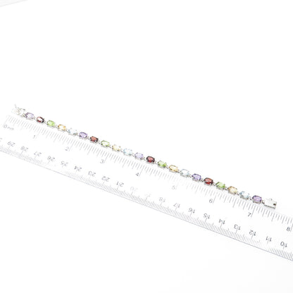 CNA PRANDA Sterling Vintage Topaz Peridot Citrine Amethyst Garnet Bracelet 6.75"