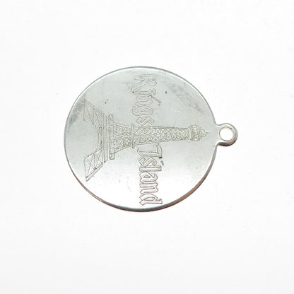 Rosecraft Sterling Silver Vintage Engraved Kings Island Round Tag Charm Pendant
