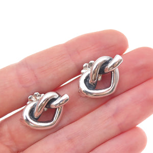 Metropolitan Museum of Art Sterling 14K Gold Posts Vintage Heart Knot Earrings