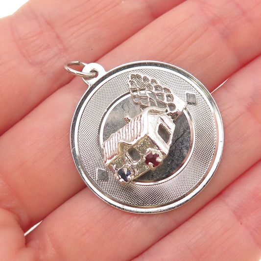 925 Sterling Silver Vintage Multi-Color Rhinestone House Charm Pendant