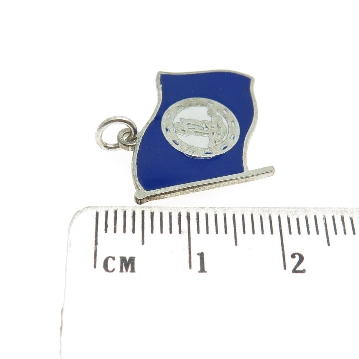 925 Sterling Silver Vintage Enamel Virginia Flag Pendant Charm