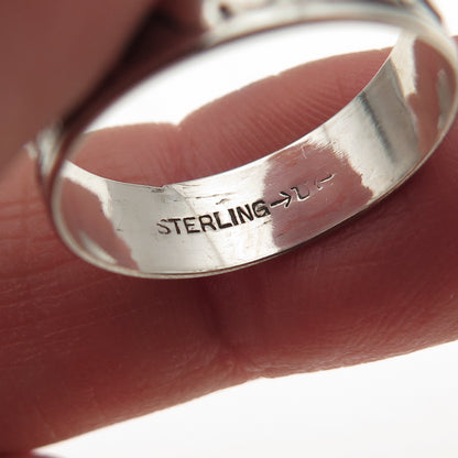 Uncas 925 Sterling Silver Antique Art Deco Forget Me Not Band Ring Size 6.75