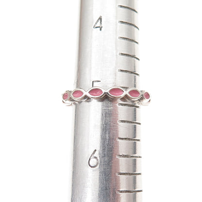 Pandora 925 Sterling Silver Pink Enamel Joy Band Ring Size 5.25