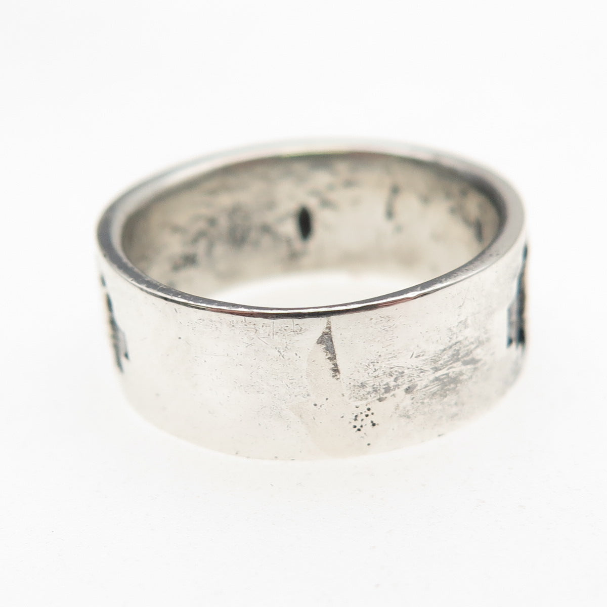 925 Sterling Silver Vintage Ethnic Oxidized Band Ring Size 6.75