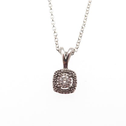 925 Sterling Silver Real Round-Cut Diamond Cable Chain Necklace 18"