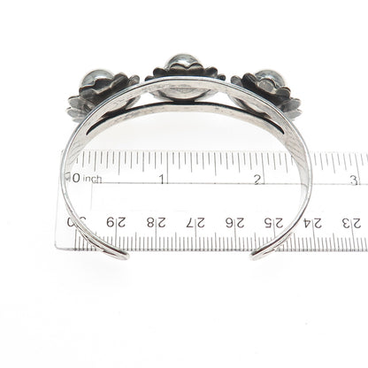 MAISELS INDIAN Old Pawn Sterling Vintage Flower Beaded Adjustable Bracelet 6.5"