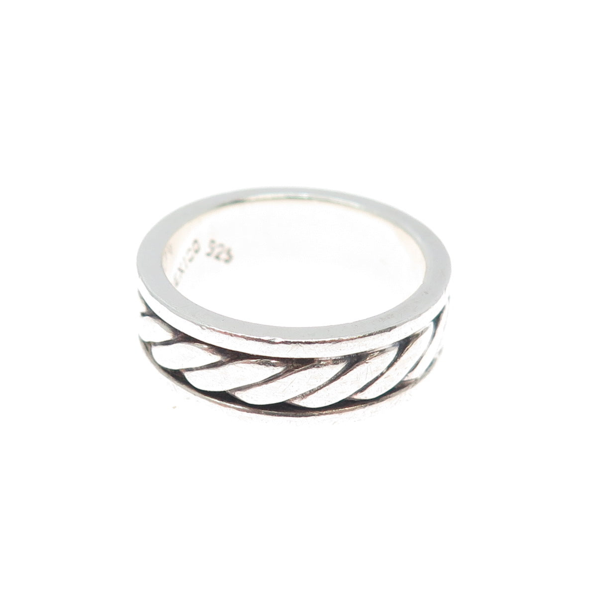 925 Sterling Silver Vintage Mexico Sewing Stitches Oxidized Band Ring Size 7