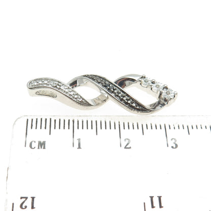 925 Sterling Silver Real White & Black Diamond Infinity Pendant