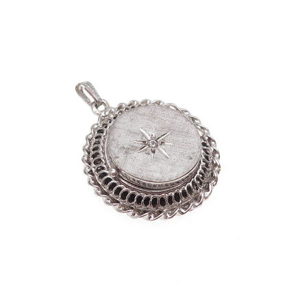 Elco 925 Sterling Silver Antique Art Deco Starburst Locket Charm Pendant