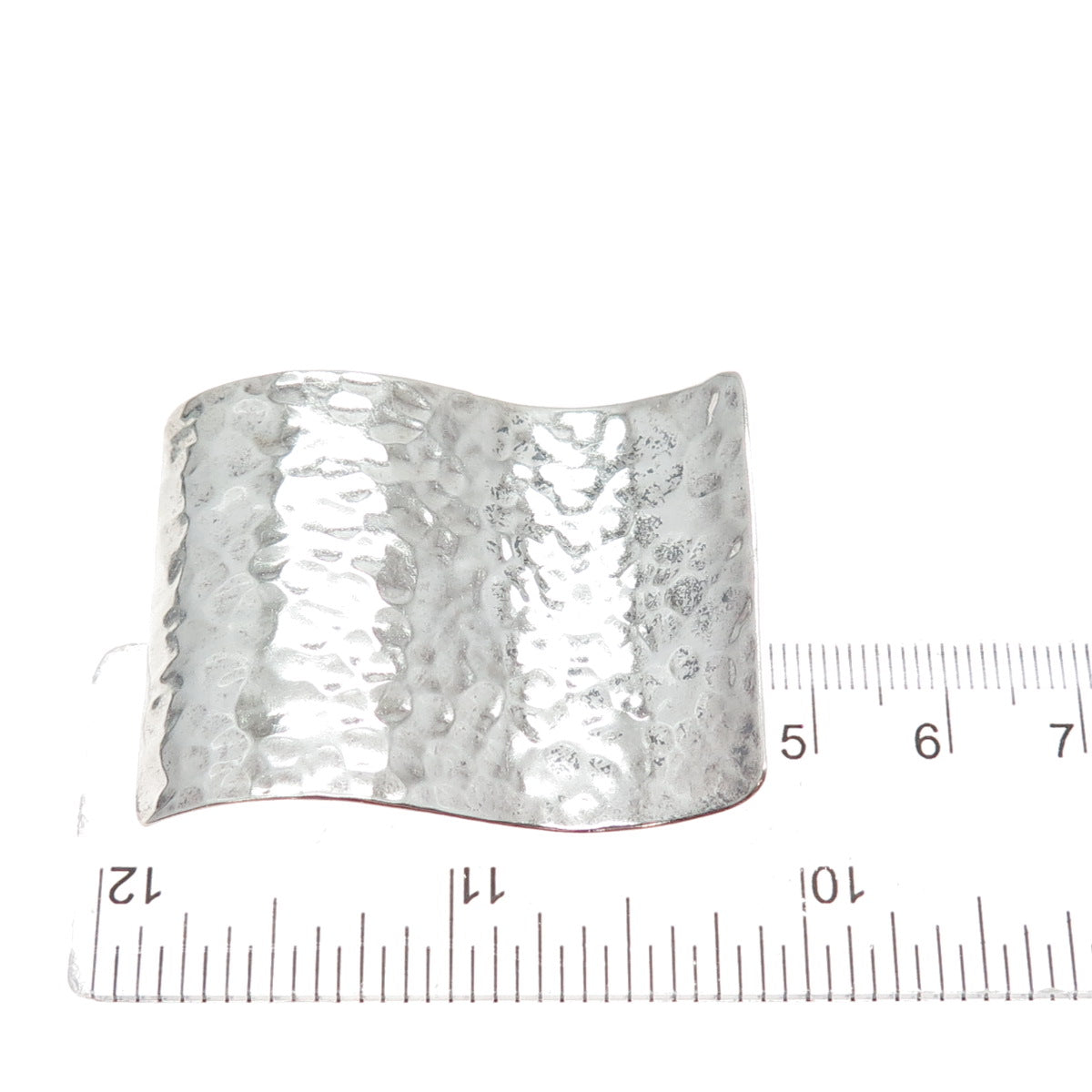 925 Sterling Silver Vintage Modernist Wavy Hammered Slide Pendant