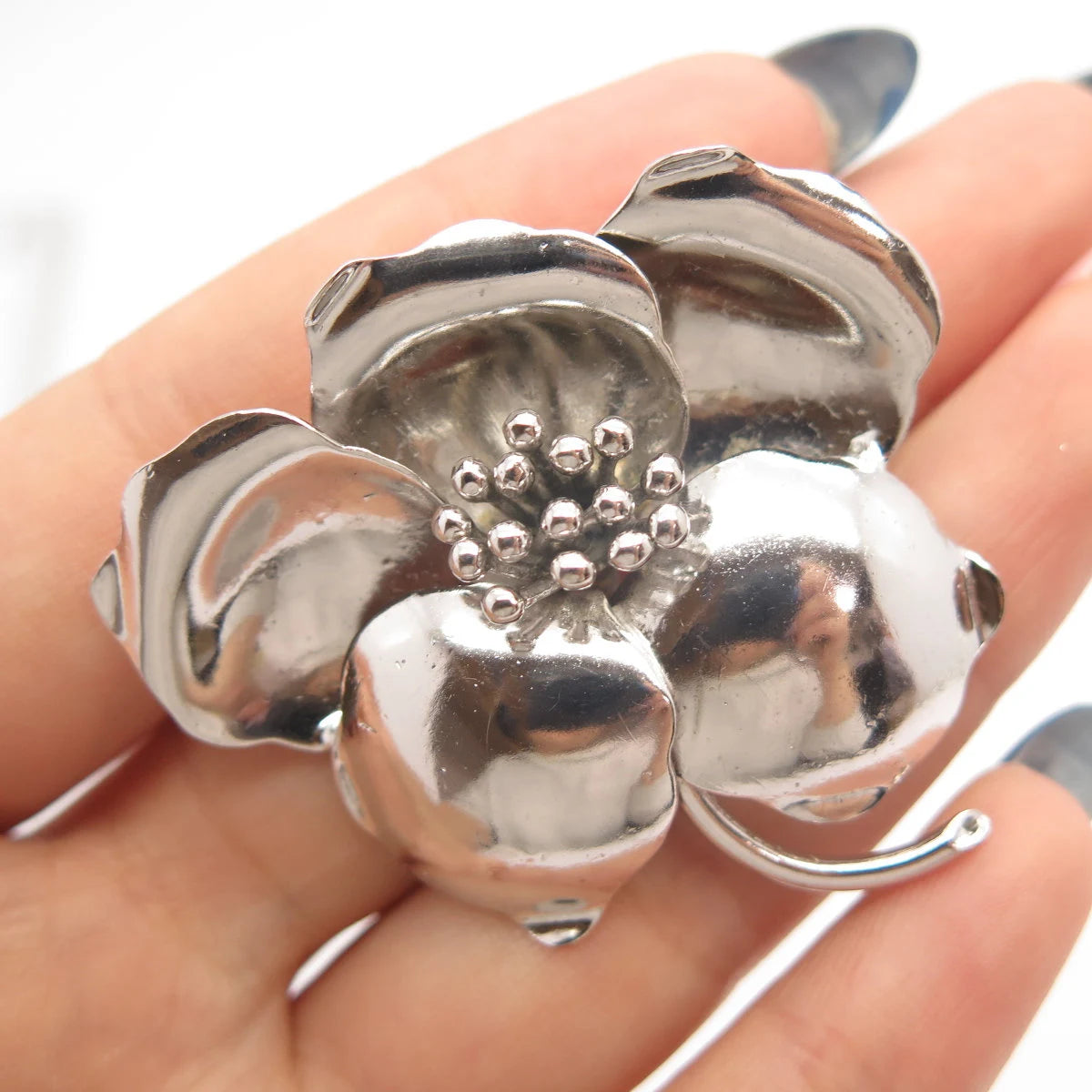 835 Silver Vintage Floral Pin Brooch