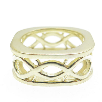 925 Sterling Silver Gold Plated Woven Square Band Ring Size 7.5
