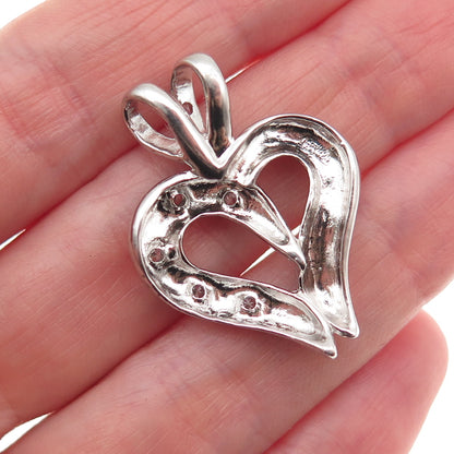 925 Sterling Silver Round-Cut C Z Heart Charm Pendant