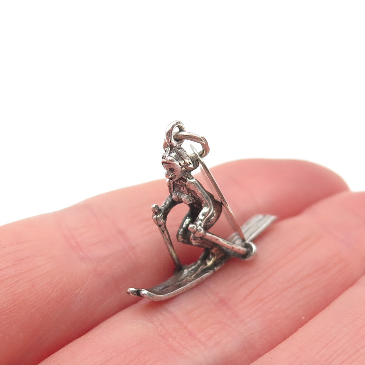 Maisels Indian Sterling Silver Vintage Carson City Skier 3D Mini Charm Pendant