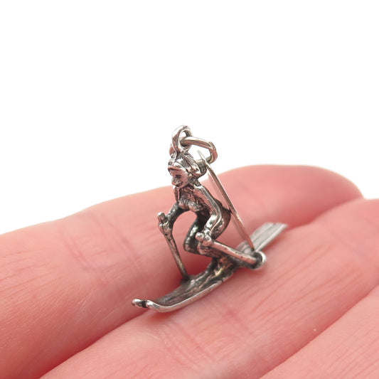Maisels Indian Sterling Silver Vintage Carson City Skier 3D Mini Charm Pendant