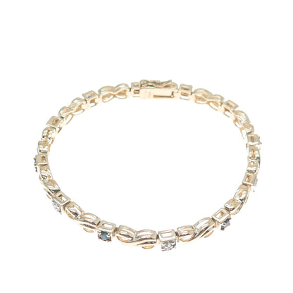 ROSS SIMONS Sterling Gold Plated Real Diamond & Sapphire Infinity Bracelet 7.25"