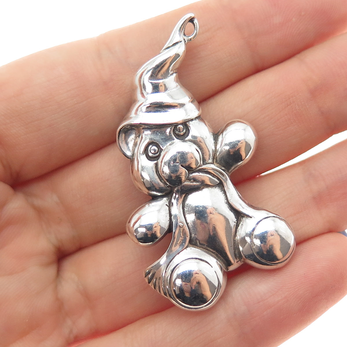 JEZLAINE 925 Sterling Silver Vintage Teddy Bear Oxidized Pin Brooch