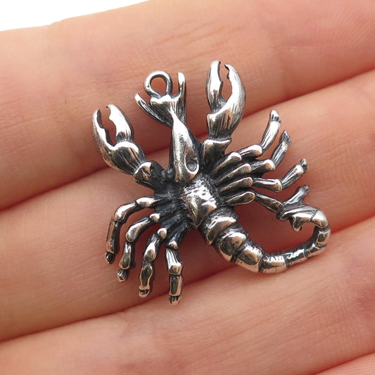 925 Sterling Silver Vintage Scorpio Zodiac Sign Oxidized Mini Charm Pendant