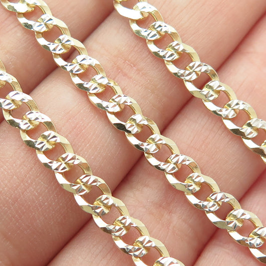 P. LUX 925 Sterling Silver 2-Tone Italy Diamond-Cut Curb Chain Necklace 20"