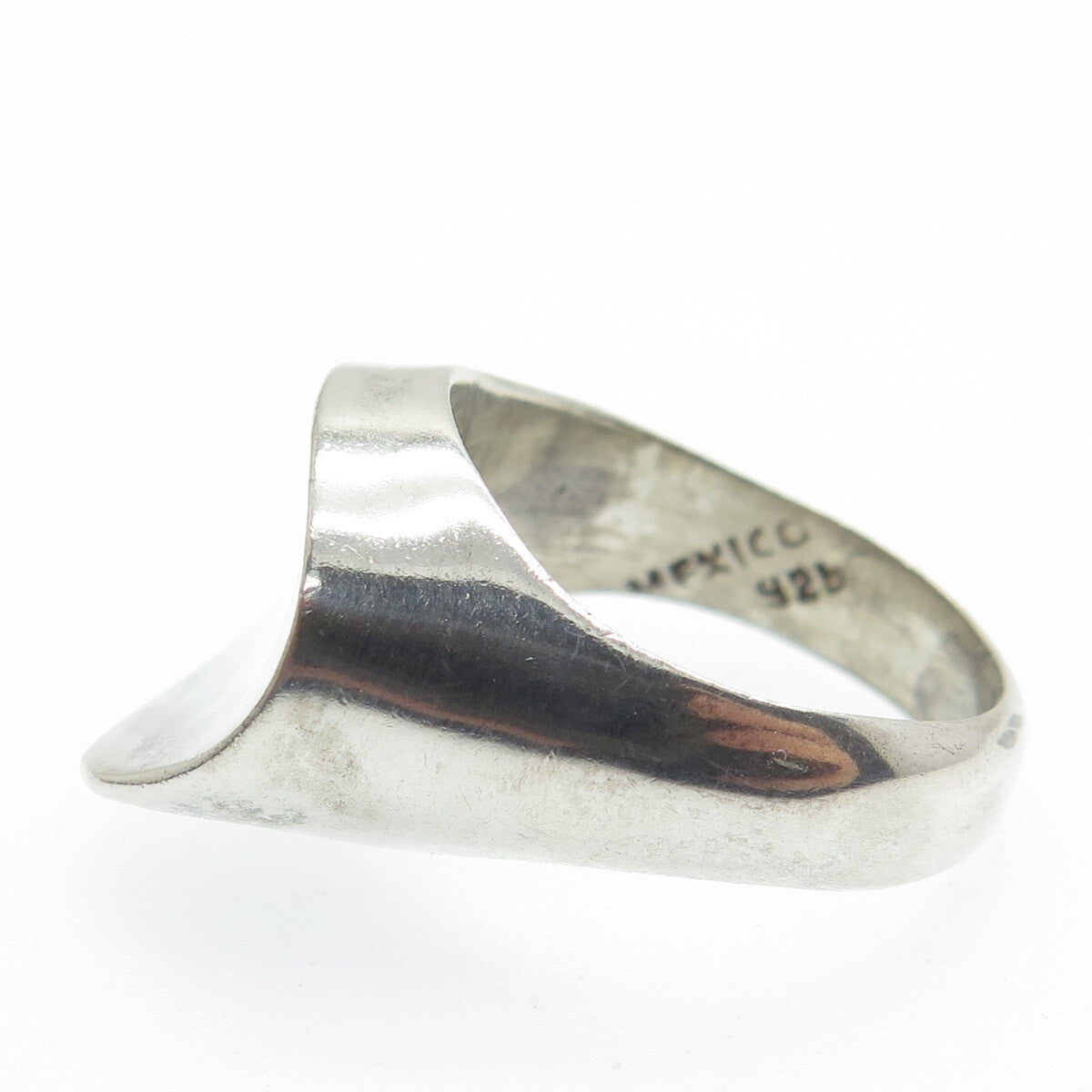 925 Sterling Silver Vintage Mexico Modernist Petal Ring Size 8