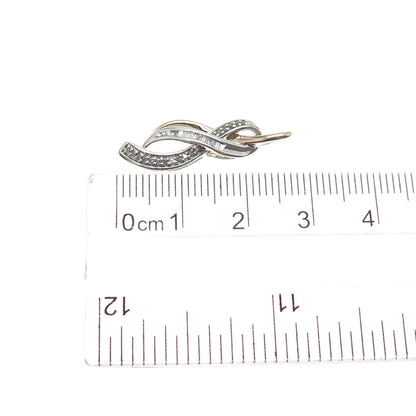 SUN 925 Sterling Silver 14K Gold Real Diamond Twisted Charm Pendant