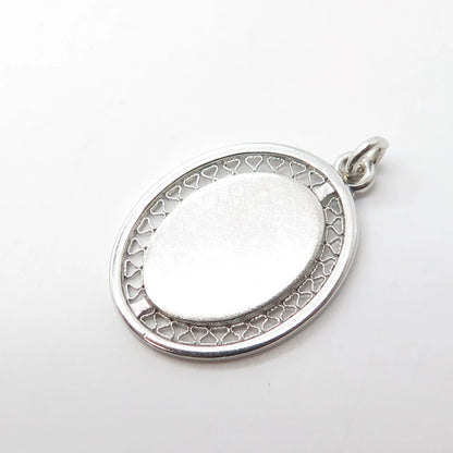 925 Sterling Silver Vintage Oval Charm Pendant