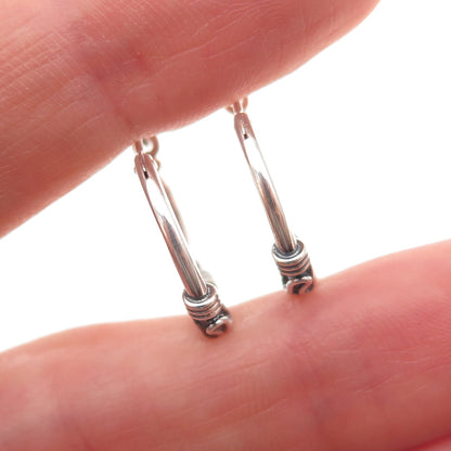 Han 925 Sterling Silver Vintage Zig Zag Oxidized Hoop Earrings