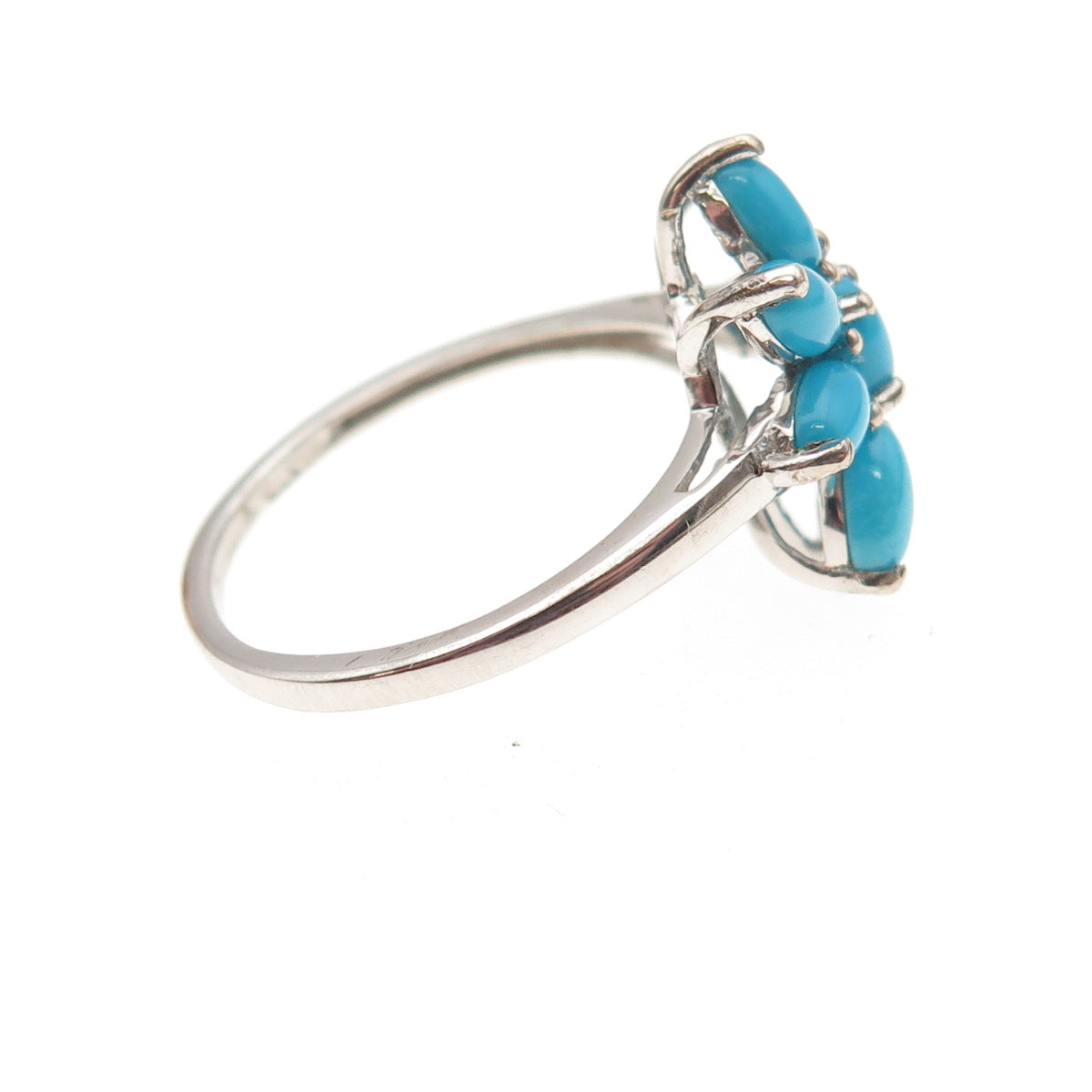Chuck Clemency Sterling Silver Real Sleeping Beauty Turquoise Floral Ring Size 8