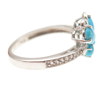 Chuck Clemency 925 Sterling Real Turquoise White Topaz Butterfly Ring Size 8.25