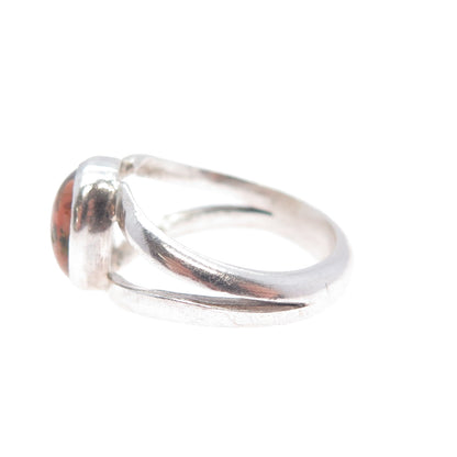 Old Pawn 925 Sterling Silver Vintage Southwestern Unakite Tribal Ring Size 5.25