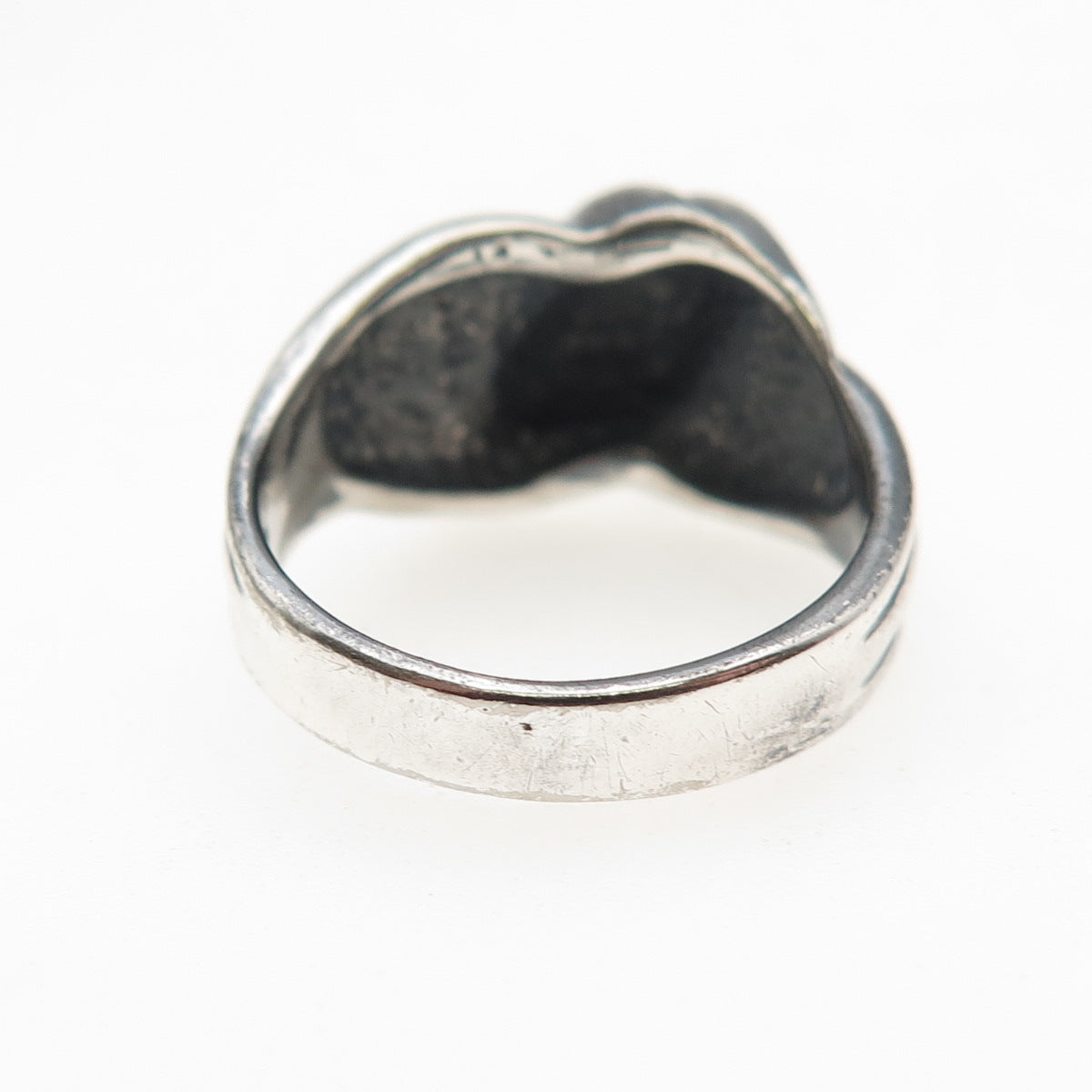 925 Sterling Silver Vintage Modernist Wavy Oxidized Ring Size 6.25