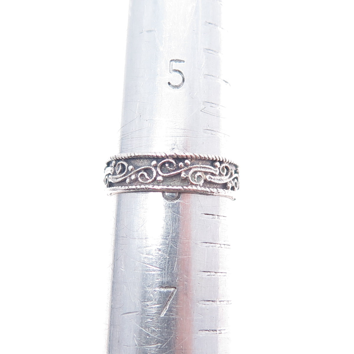 925 Sterling Silver Vintage Real Amethyst Swirl Oxidized Ring Size 6