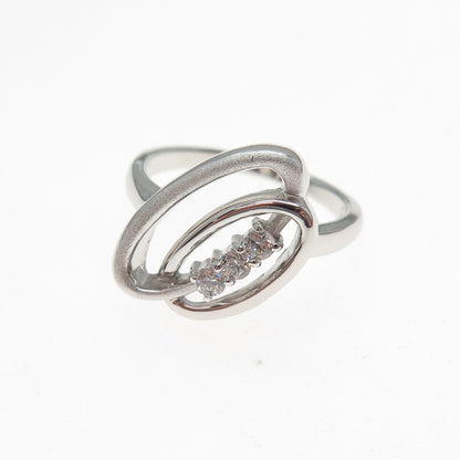 925 Sterling Silver Round-Cut C Z Interlocked Oval Circle Ring Size 8.25