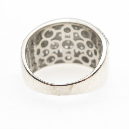 925 Sterling Silver Round & Tapered Baguette-Cut C Z Sparkle Ring Size 9.25