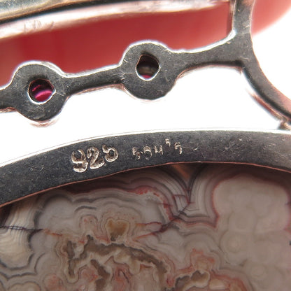 Som’s Sterling Vintage Real Agate Pearl Rhodonite Modernist Pin Brooch / Pendant