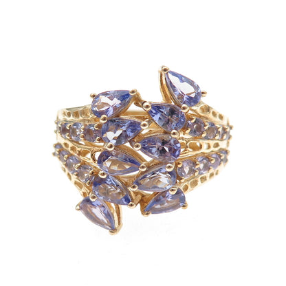 Chuck Clemency 925 Sterling Silver Gold Plated Real Tanzanite Ring Size 8.25