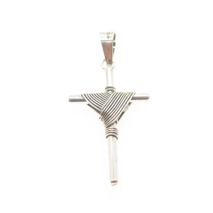 925 Sterling Silver Vintage Mexico Cross Roped Pendant