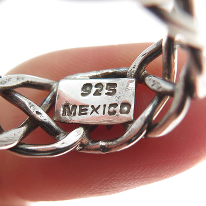925 Sterling Silver Vintage Mexico Woven Band Ring Size 9