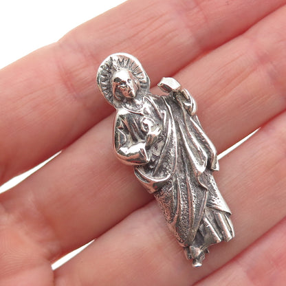 Otto 925 Sterling Silver Vintage Mexico Saint Jude Thaddeus Slide Charm Pendant