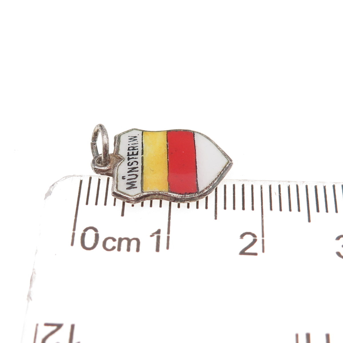 Fritz Reu & Co. 800 Silver Vintage Enamel Munster Germany Mini Charm Pendant