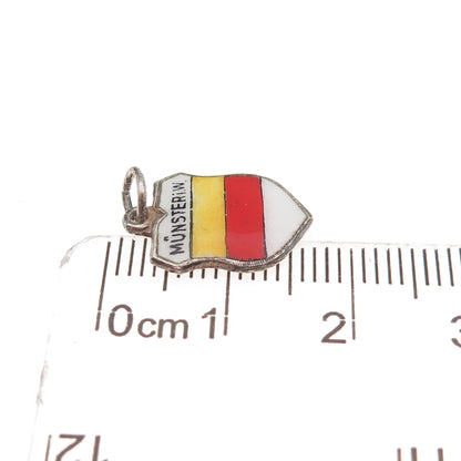 Fritz Reu & Co. 800 Silver Vintage Enamel Munster Germany Mini Charm Pendant