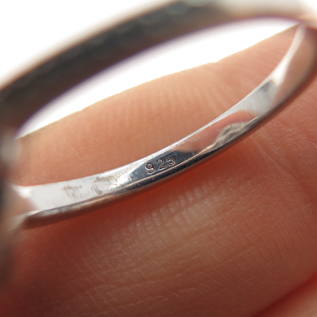 925 Sterling Silver Real Round-Cut Diamond Heart Ring Size 6.75