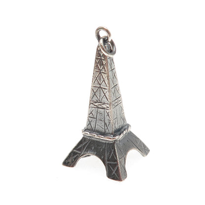 LANCOME Paris 925 Sterling Silver Vintage Eiffel Tower Oxidized 3D Pendant