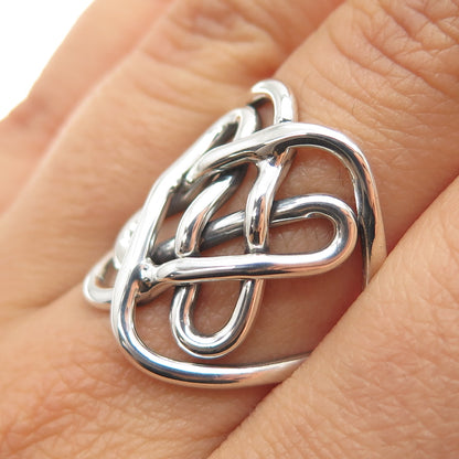 925 Sterling Silver Vintage Mexico Knot Oxidized Ring Size 7.25