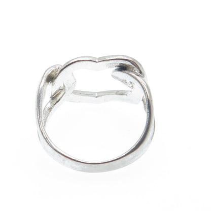 925 Sterling Silver Vintage Heart Love Knot Oxidized Ring Size 7.25