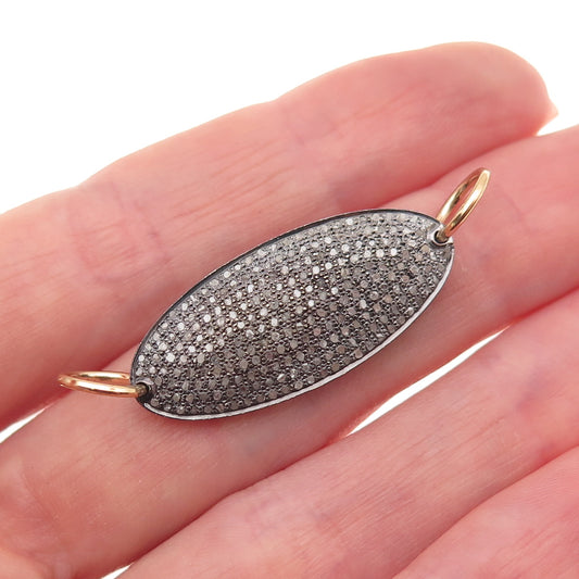 925 Sterling Silver Gold Plated / Black Rhodium Real Diamond Centerpiece Pendant