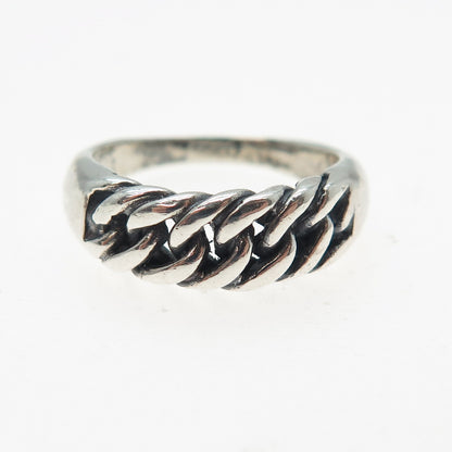 925 Sterling Silver Vintage Curb Chain Oxidized Ring Size 6.25