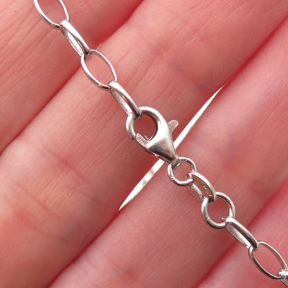 925 Sterling Italy Enamel Baby Pacifier Dangle Charm Oval Link Bracelet 5.75"