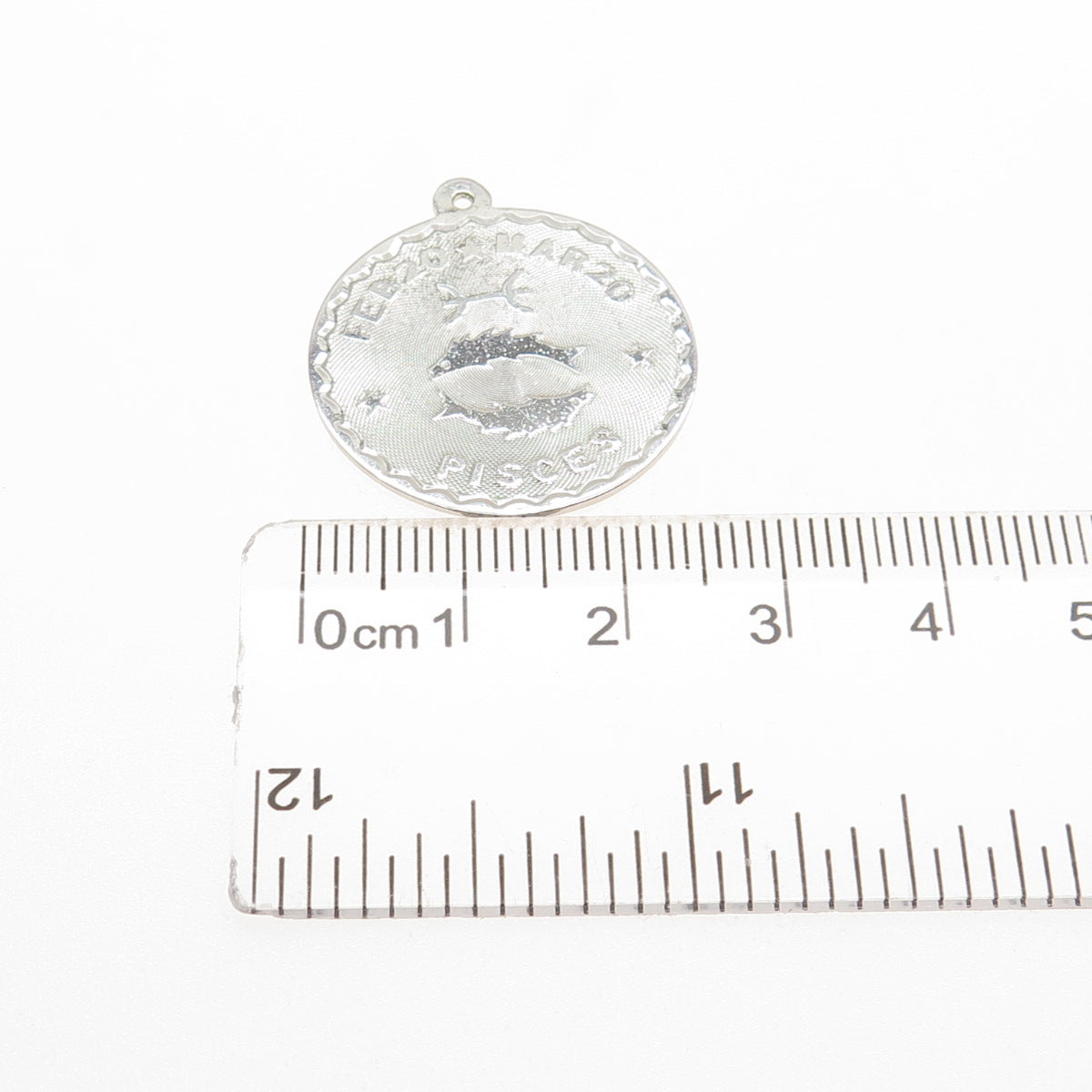 925 Sterling Silver Vintage Pisces Zodiac Sign Charm Pendant